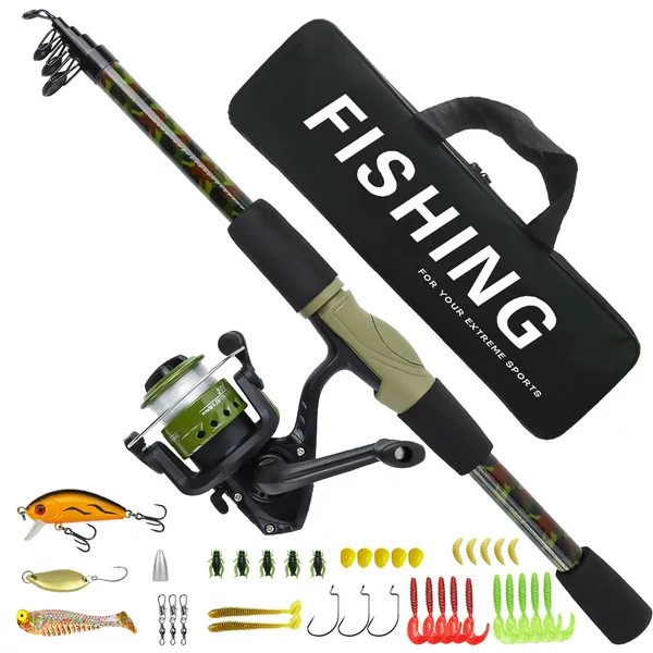 Lure fishing rod, sea rod, long-distance casting fishing gear, complete set, 1.8M telescopic lure rod with line and spinning reel, direct factory sale