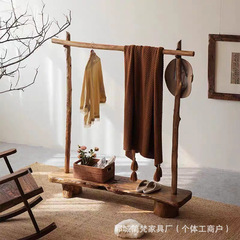 老榆木挂衣架落地式家用衣帽架实木挂衣服架子门后床边外套衣帽架