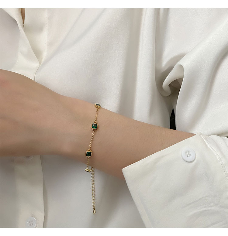 Fashion Geometric Titanium Steel Inlay Zircon Bracelets 1 Piece