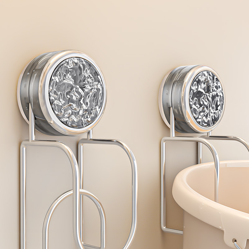 吸盤バケツ収納ラック、バスルームパンチフリーフック、トイレ壁掛けバケツラック、バスルームハンギングバケツアーティファクト|undefined