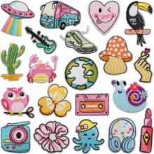 啸天艺术混装刺绣布贴卡通螃蟹补丁贴蜗牛电脑刺绣标热转印章仔