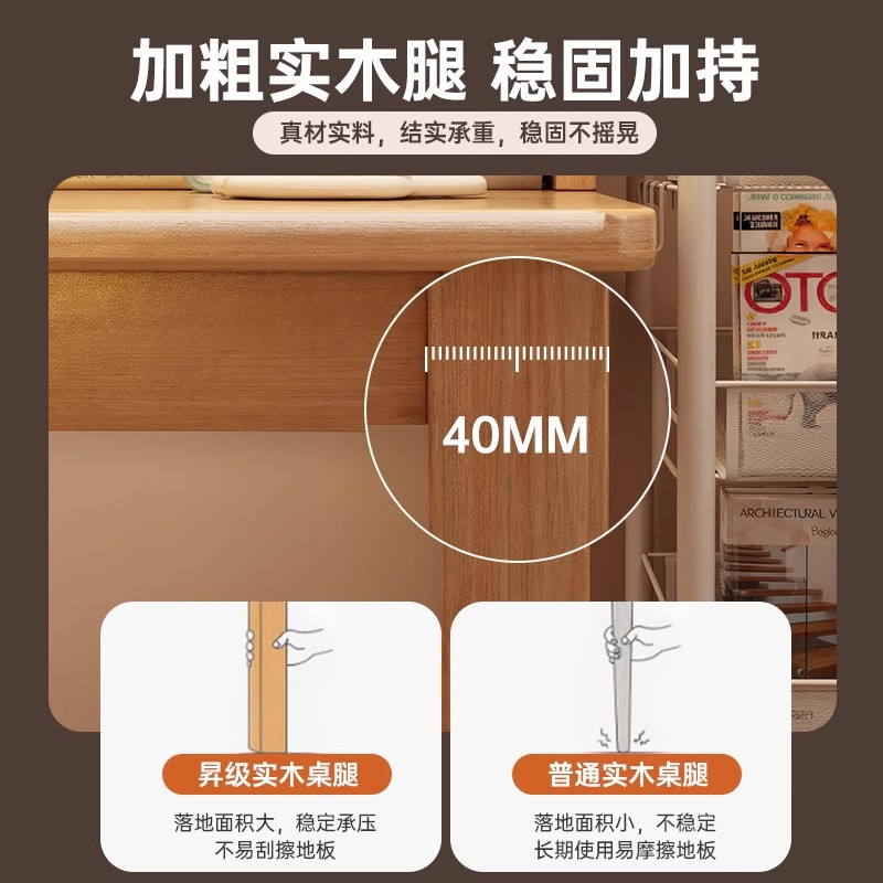 Escritorio de madera maciza, escritorio de estudio de escritura en el hogar para estudiantes, escritorio para computadora, escritorio, banco de trabajo rectangular, mesa pequeña