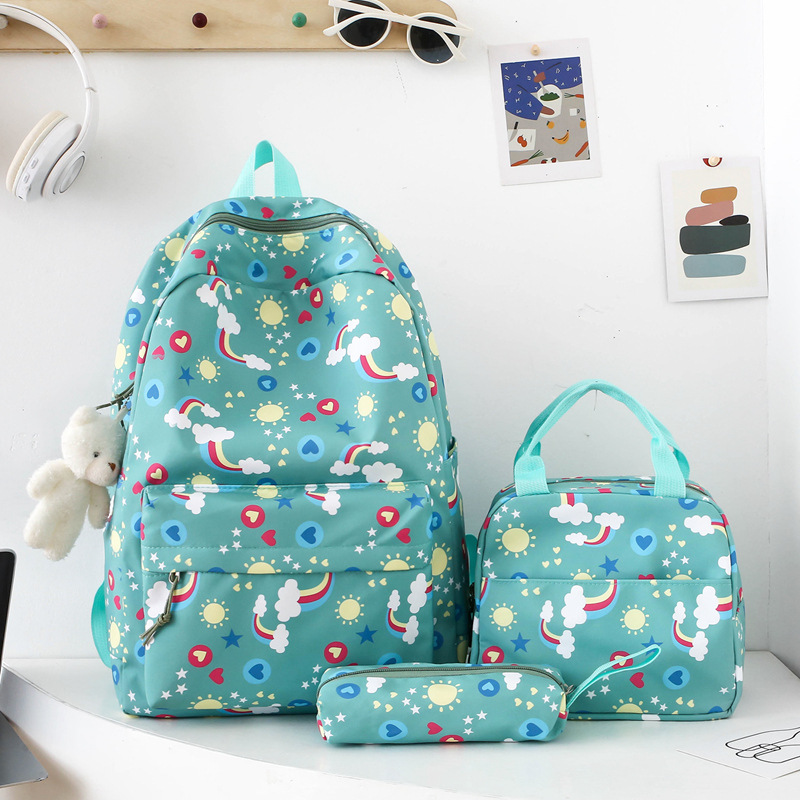 Conjunto de tres piezas de comercio exterior de mochila para estudiantes, mochila informal simple de estilo coreano, bolso para estudiantes de primaria y secundaria de gran capacidad