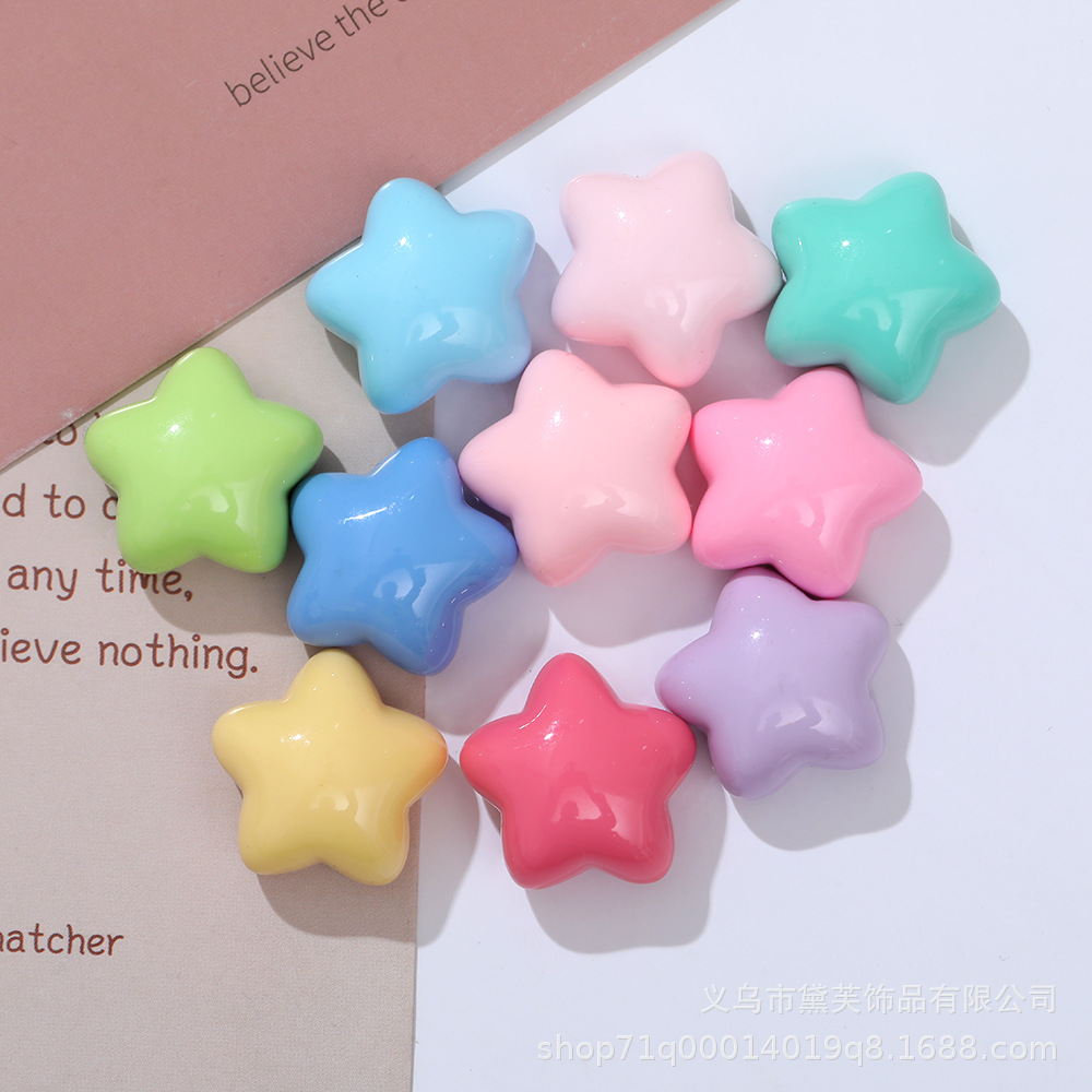 Nuevo macaron color tridimensional estrella de cinco puntas accesorios de resina DIY amor accesorios para el cabello colgante casero material al por mayor