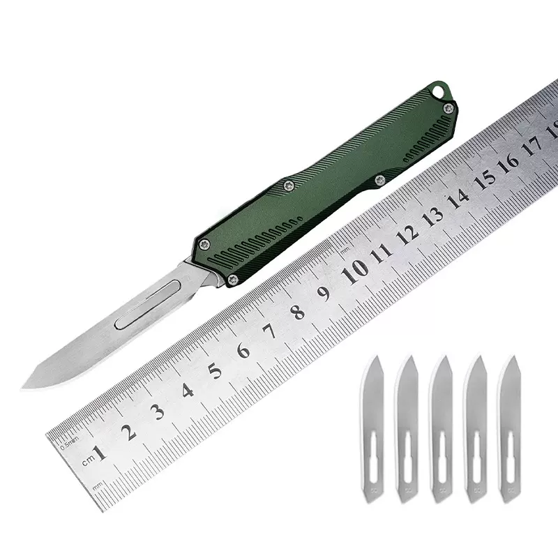 现货美工刀420不锈钢可替换刀片铝合金柄专业雕刻刀便携开箱小刀