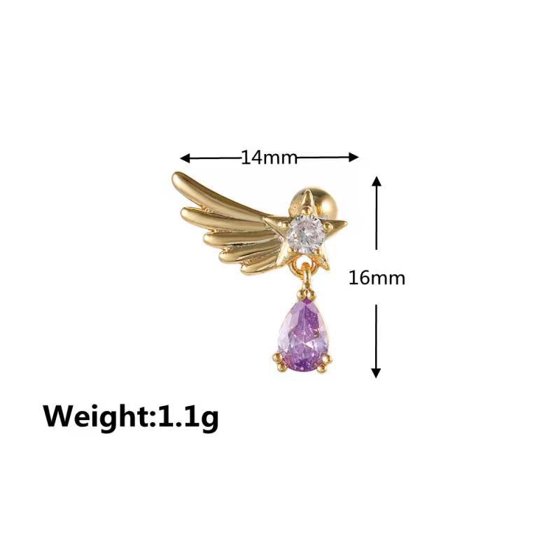 angel wings ear bone nails creative piercing asymmetric earrings