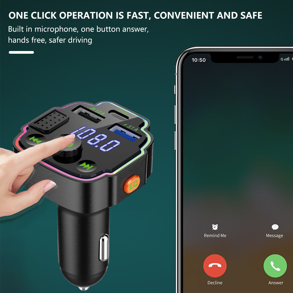 Q8 Car Mp3 Bluetooth Player Plug-In Card/U Disk Lossless Sound Quality Hands-Free Call Fm Transmitter Car Mp3