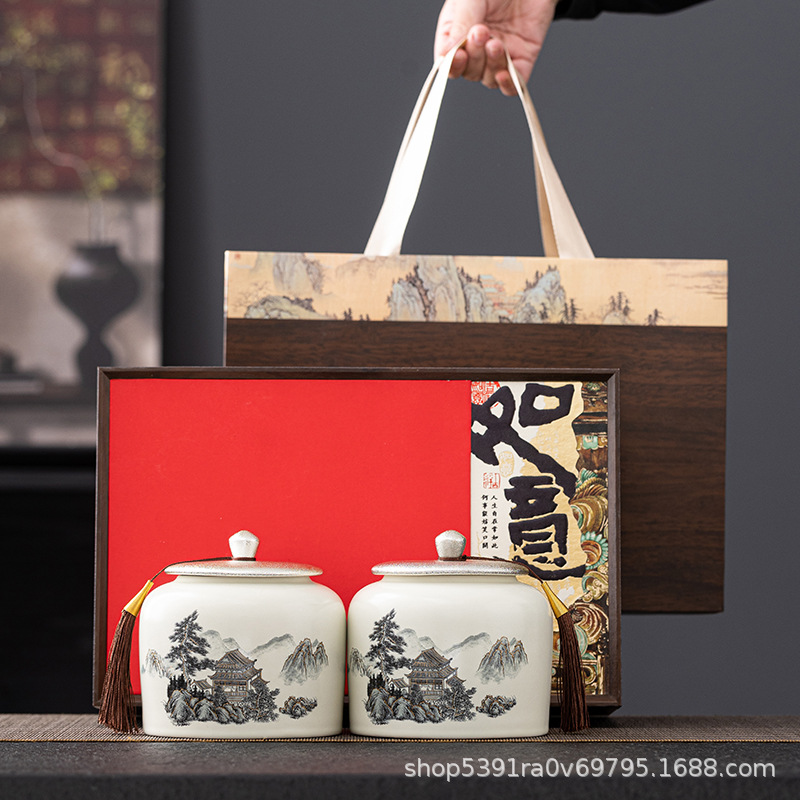 루이 더블 캔 - 레드 나뭇결 선물 상자