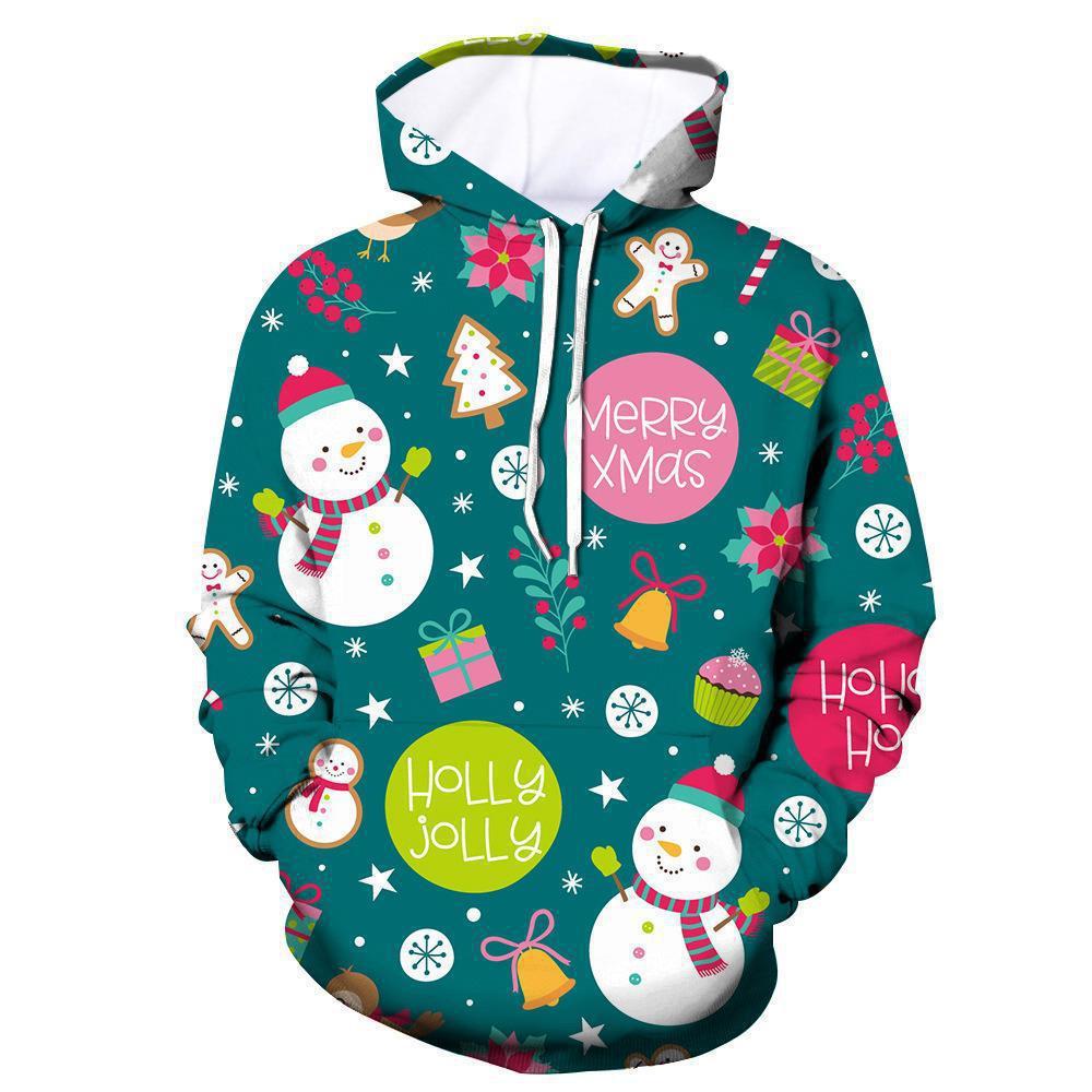 2024 Sudadera de moda transfronteriza de nuevo estilo europeo y americano Navidad 3D impresión digital sudadera con capucha para hombre suéter para niños