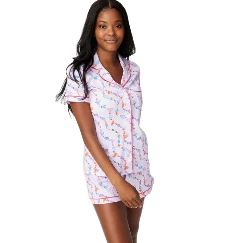 2025 Summer Amazon Hot European and American Monkey Print Casual Suit Cross-Border Foreign Trade Women's Shirt Shorts Suit