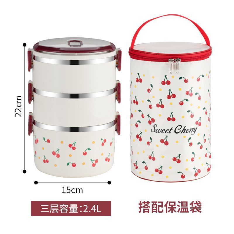 Nuevo producto de cereza aislamiento de acero inoxidable alumno de oficina portable caja de comedor puede calentar microondas caja de almuerzo