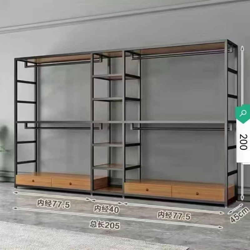 衣帽架钢结构衣柜家用卧室加厚双层加粗衣帽架两层金属简约现代|undefined
