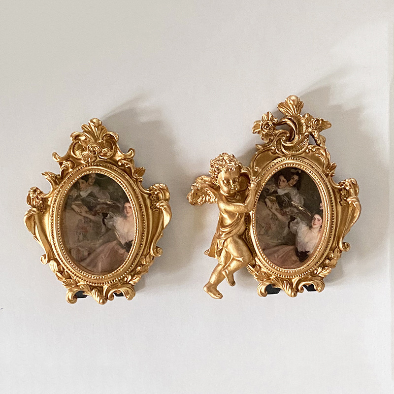 Golden Angel French American Oval Resin Photo Frame Ornaments Table Hanging Wall Photo Wall Entrance Living Room Decoration Golden Angel French American Oval Resin Photo Frame Ornaments Table Hanging Wall Photo Wall Entrance Living Room Decoration