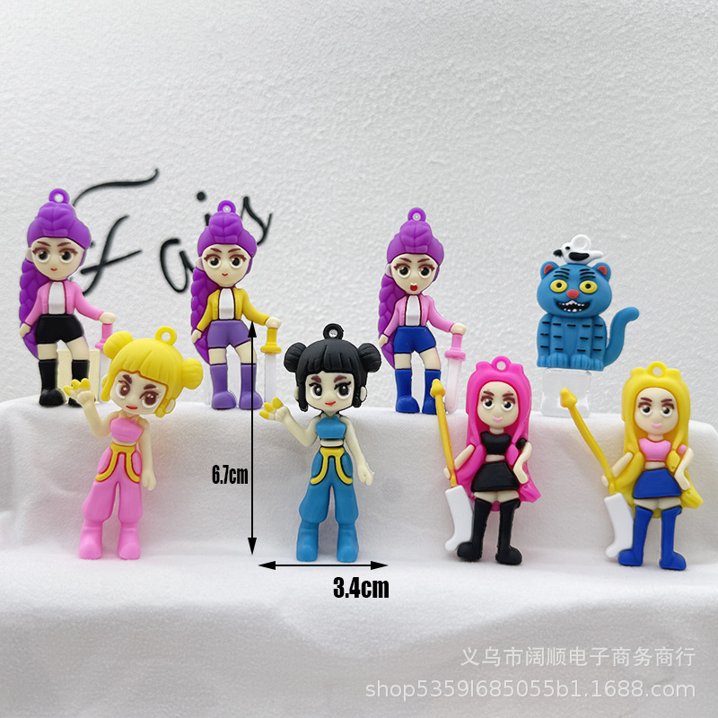 Cross-Border Kpop Hunter Girl Group Keychain Pvc Doll Small Pendant Anime Blind Box Peripheral Dongdongle Toy Blind