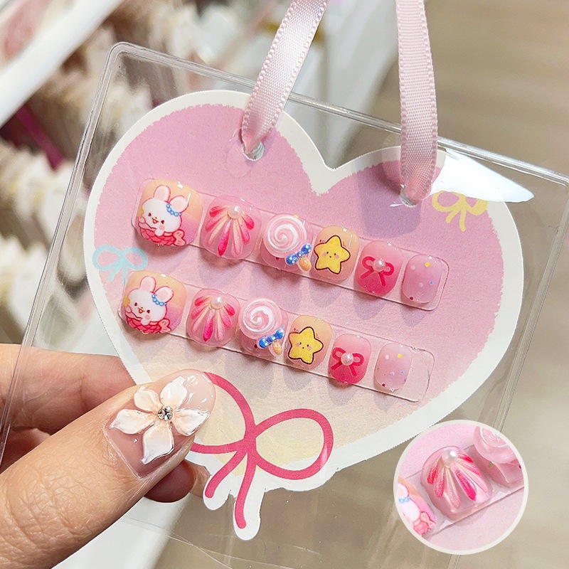 Niños parches de uñas super lindas chicas lindas usan pegatinas de dibujos animados de uñas seguras desmontables parches de uñas al por mayor image 32