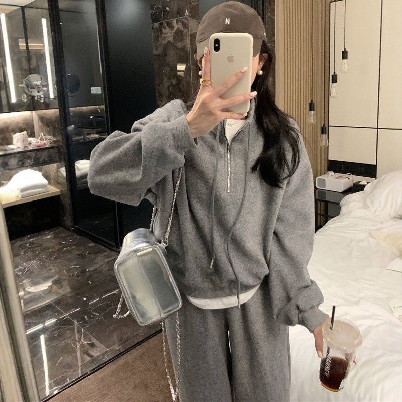 休闲运动服套装女秋冬感时尚洋气卫衣长裤少女减龄跑步两件套