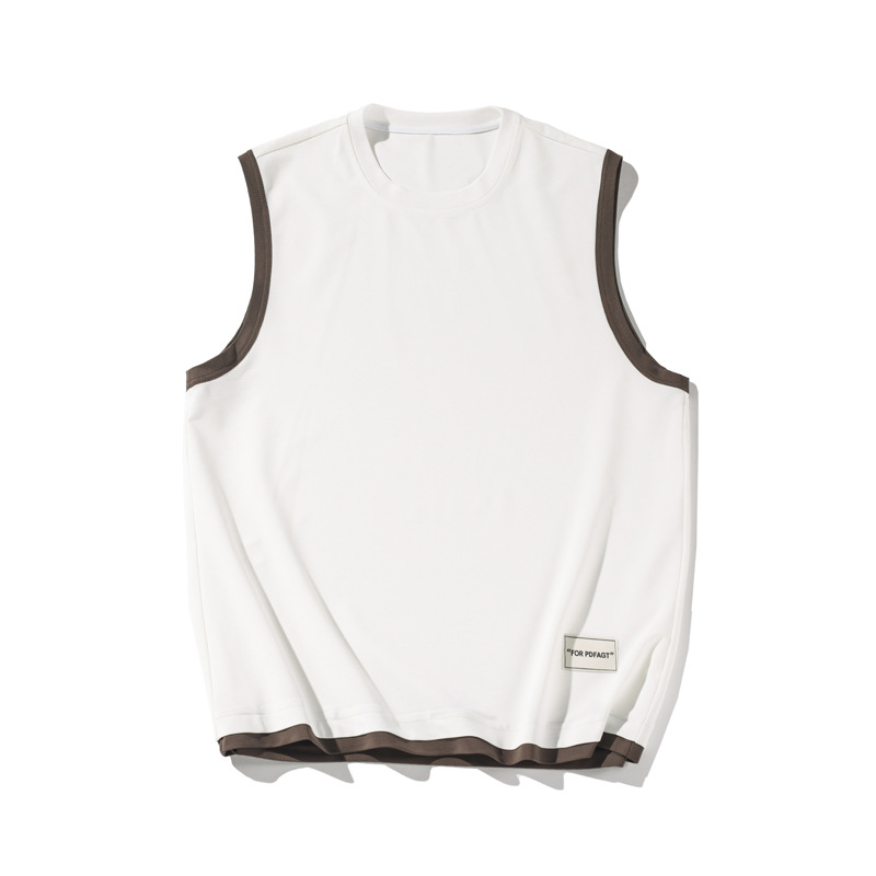 Basketball-Sportanzug im amerikanischen Stil für Jungen, ärmelloses Sommer-T-Shirt für Jugendliche, schnelltrocknendes Jersey aus Eisseide, Laufweste_voghion.com