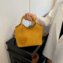 大容量通勤编织水桶包女2026新款时尚手提菜篮子单肩斜挎包包