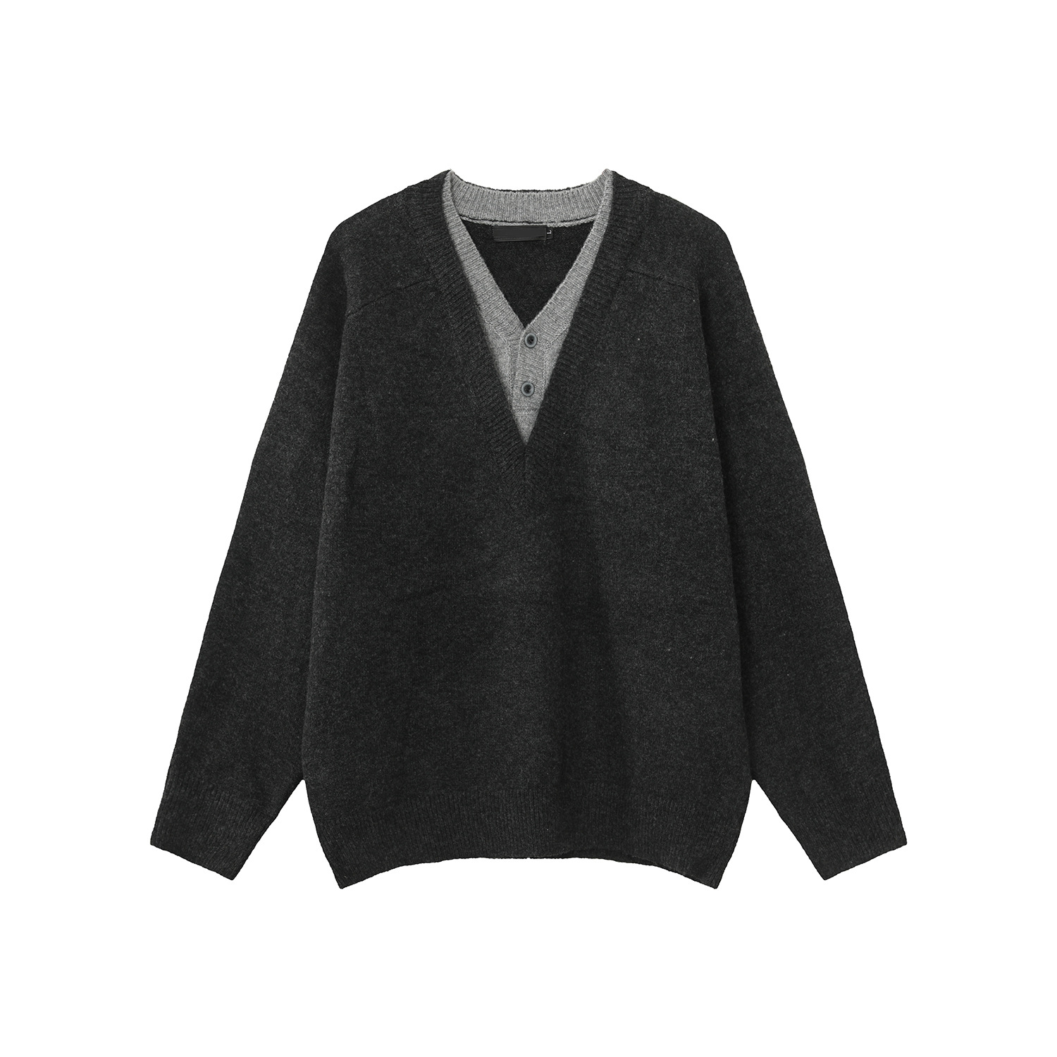 Zweiteiliger Herren-Strickpullover mit V-Ausschnitt im lässigen Preppy-Stil mit langen Ärmeln aus Polyester für Herbst und Winter – im altmodischen amerikanischen Retro-Look._voghion.com