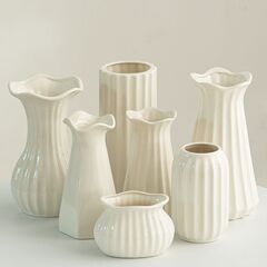 白色现代陶瓷花瓶水养鲜花干花装饰品摆件客厅餐桌摆件花器供应链