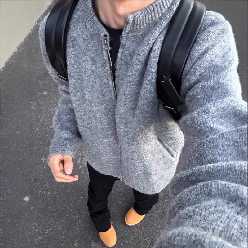Winter Lazy Style Knitwear High-End Cleanfit Knitwear Jacket Leaky Mohair Knitwear Cardigan for Men Winter Lazy Style Knitwear High-End Cleanfit Knitwear Jacket Leaky Mohair Knitwear Cardigan for Men