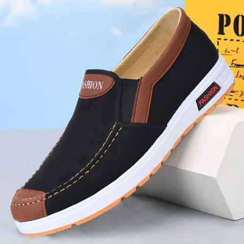 2024 New Leather-soled Beijing Cloth Shoes, Casual Non-slip Breathable Men's One-Piece Work Shoes, High-end Cloth Shoes
