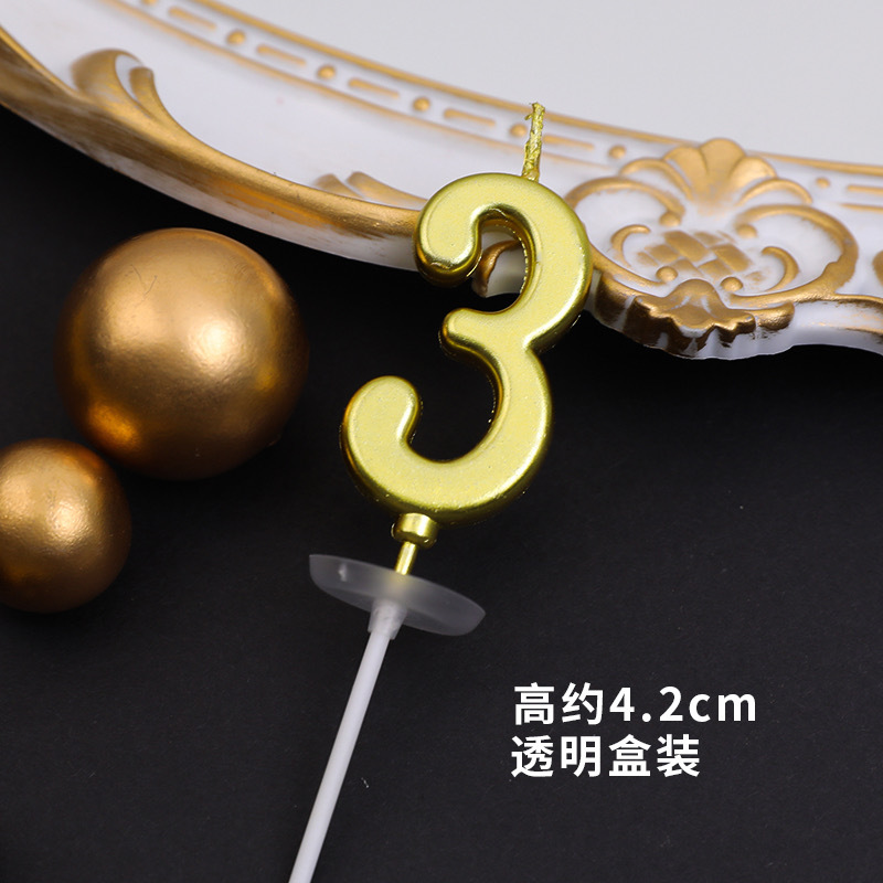 Vela de cumpleaños digital dorada, decoración de pasteles de cumpleaños para niños, decoración de postres de fiesta de celebridades de Internet, complemento de mesa