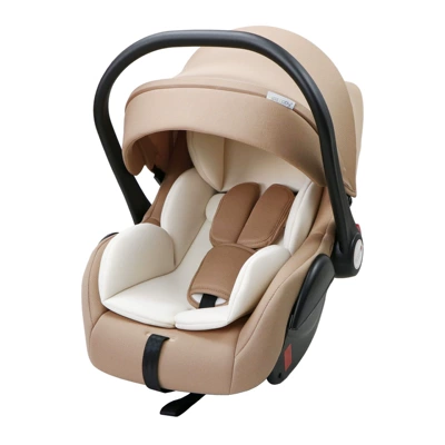 Baby basket type child safety seat car portable cradle newborn car-mounted sleeping basket (Car child safety seat) - khaki