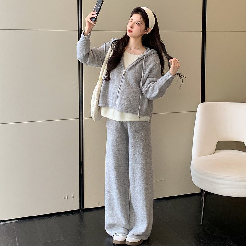 孕妇套装秋冬季新款宽松显瘦气质洋气时尚假两件上衣休闲裤两件套|undefined