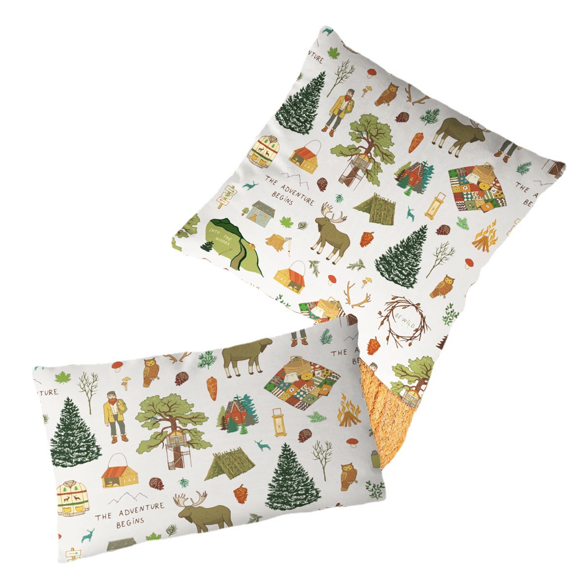 Taie d'oreiller en peluche courte super douce et exclusive transfrontalière pour camping en plein air, taie d'oreiller imprimée pour la taille, housse de coussin de canapé imprimée_voghion.com