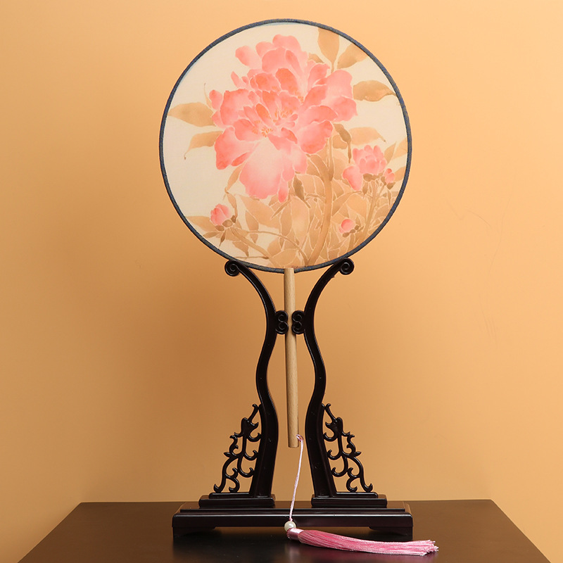 Estilo antiguo translúcido ventilador redondo estilo chino Palacio ventilador danza clásica cara de seda hecha a mano ventilador de bambú artesanía al por mayor