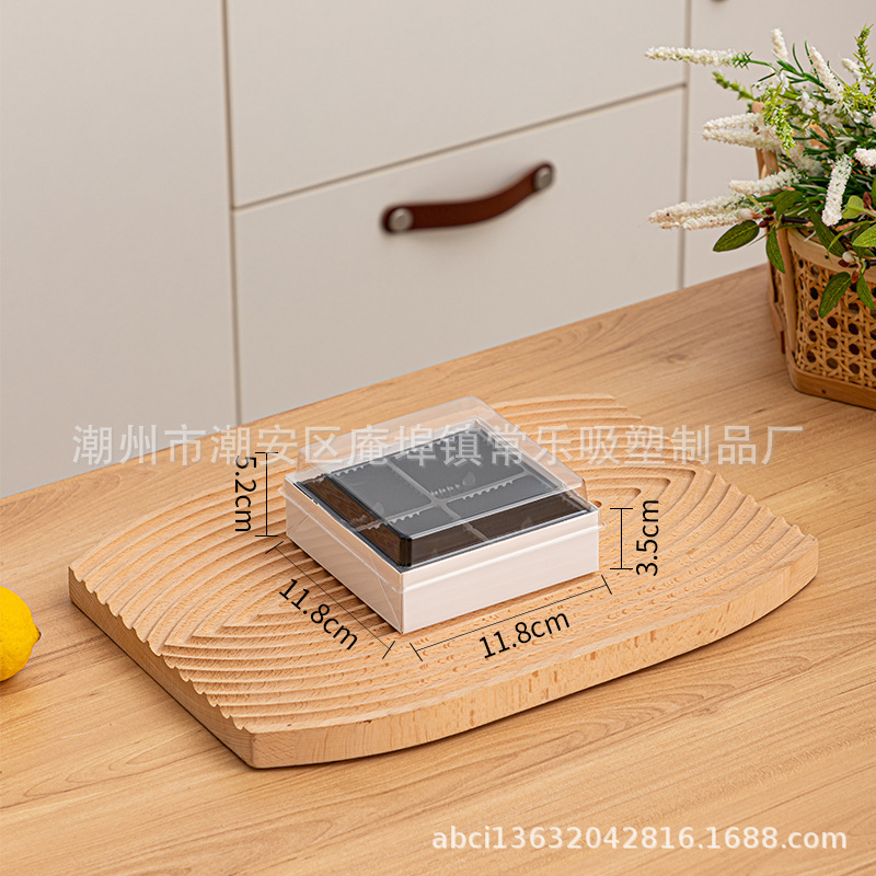 Caja de corte de fruta cuadrada sin plegables, tres cuadrados, cuatro cuadrados, nueve cuadrados de sushi salado, caja de embalaje de papel y plástico