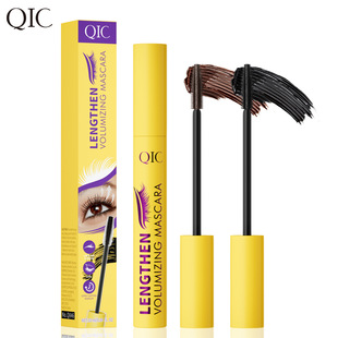 Cross-Border Makeup Qic Yellow Tube Mascara Brown Waterproof Non-Smudge 3D Stereo Lengthening Thick Curling Beauty Makeup