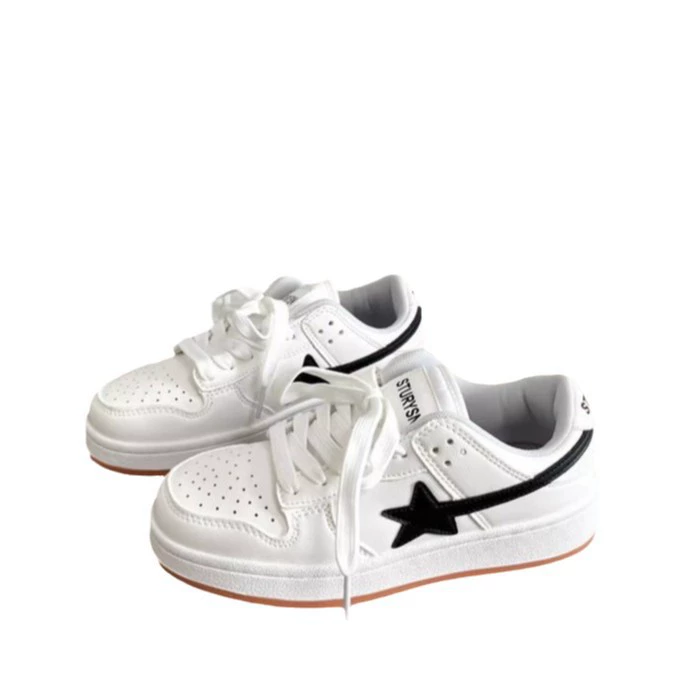 White shoes, demi-season footwear, low sports shoes platform, sneakers