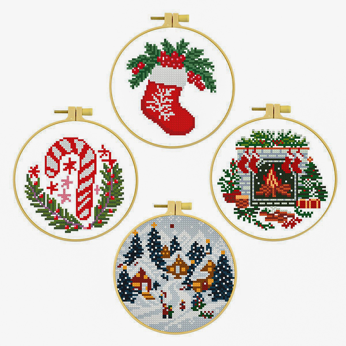 Amazon Navidad de bordado cruzado Navidad colección de muletas calcetines de Navidad chimenea material de nieve paquete de bordado image 6