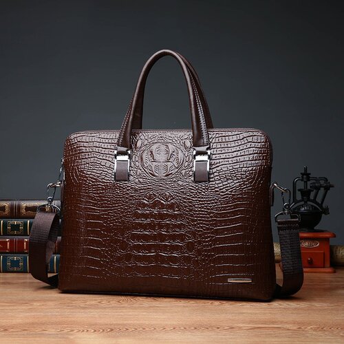 European and American men's fashion new crocodile pattern top-handle briefcase executive business laptop bag gift bag for men
