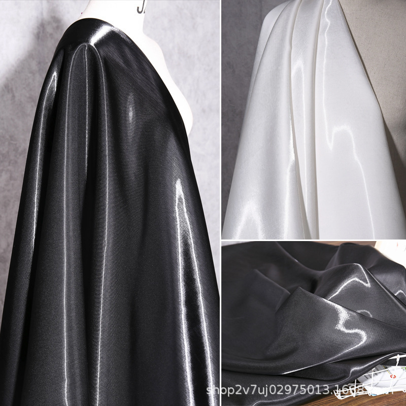 Black and White Water Gloss Satin Fabric Clothing Designer High Gloss Pants Skirt Dress Fashion Liquid Water Gloss Fabric Black and White Water Gloss Satin Fabric Clothing Designer High Gloss Pants Skirt Dress Fashion Liquid Water Gloss Fabric