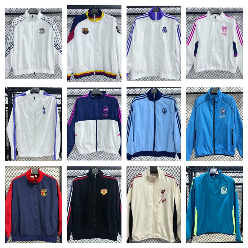 25-26 New Winter Jacket Football Windbreaker Italian Boca Real Madrid Barcelona Liverpool Football Uniform