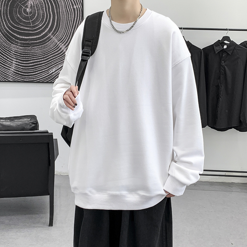 Felpa con cappuccio da uomo 2023 Primavera e autunno Trendy Solid Candy con spalle scoperte Camicia girocollo girocollo Top_voghion.com