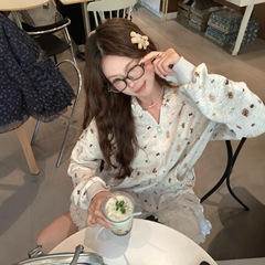 工厂现货现发 设计感满印连帽长袖卫衣女百搭宽松显瘦休闲上衣
