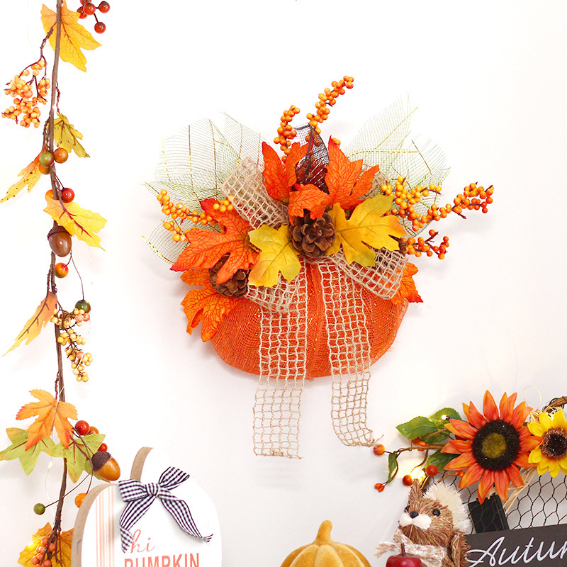 アマゾンの新商品ハロウィーン装飾品秋の豊作節紅葉カボチャの花輪ホームペンダント壁掛け|undefined