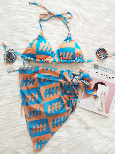 Swimsuit women's ins bikini breast pad three-piece set sexy hot girl three-point style Sanya vacation beach hot spring swimsuit