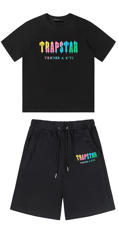 Trapstar Rainbow degradado carta cabeza de tigre bordado con capucha suéter pantalones largos deportes casual traje forrado de lana