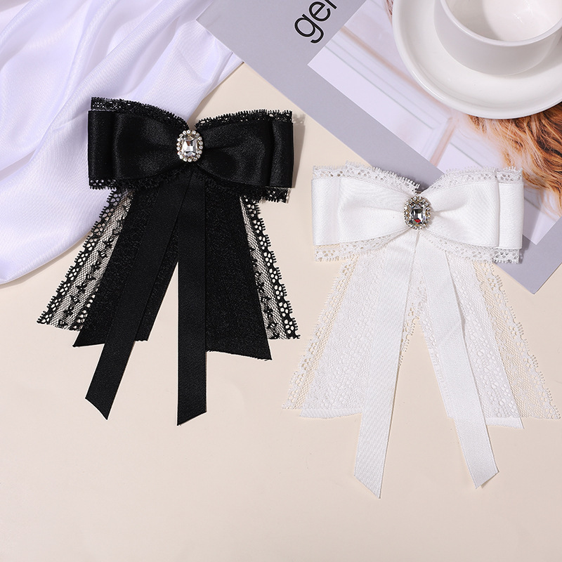 Korean Style jk Lace Bow Tie Shirt Decorative Brooch Ribbon Fabric Bow Tie Female Professional Collar Pin