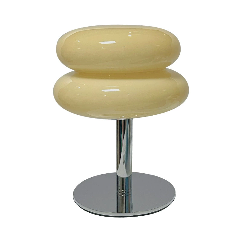 Table Lamp (Baohos) Double-layer “Egg Tart” Shade, 3‑Color LED, Compact Bedside Accent