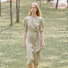 一手货源【未知未觉】品牌专柜撤柜！纯色不规则荷叶边连衣裙25夏