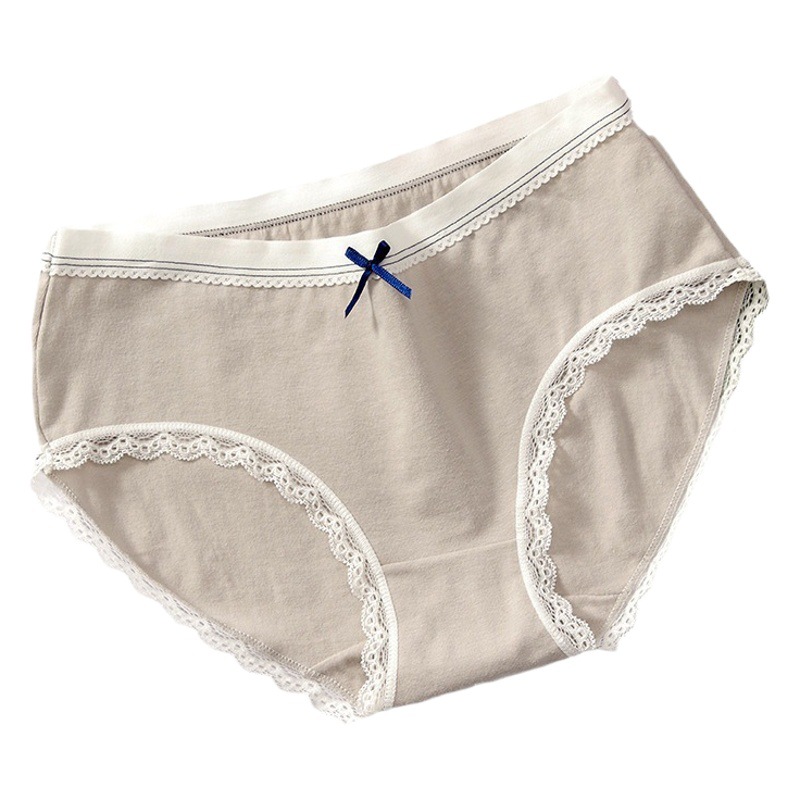 Nuevo algodón transpirable ropa interior de las mujeres más tamaño encaje media Cintura interior japonés dulce arco niña ropa interior al por mayor