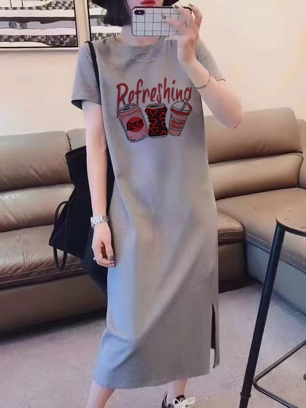 純綿tシャツのスカートの女性の夏の大きいサイズはゆったりしています。|undefined