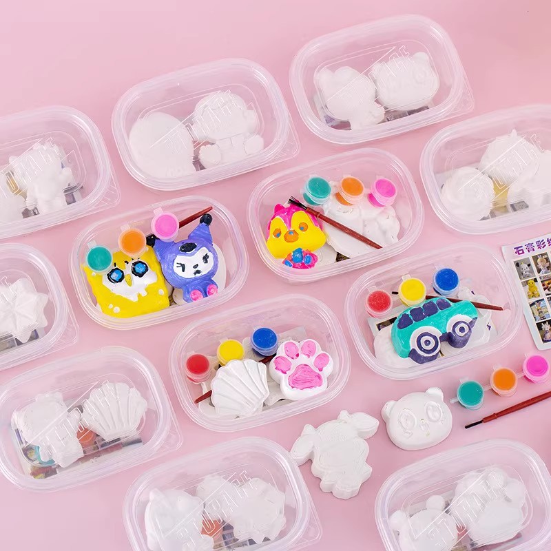 Muñecas de yeso cuadradas para pintar, juguetes de yeso para pintar a mano, graffiti de dibujos animados, juego de muñecas de yeso para colorear