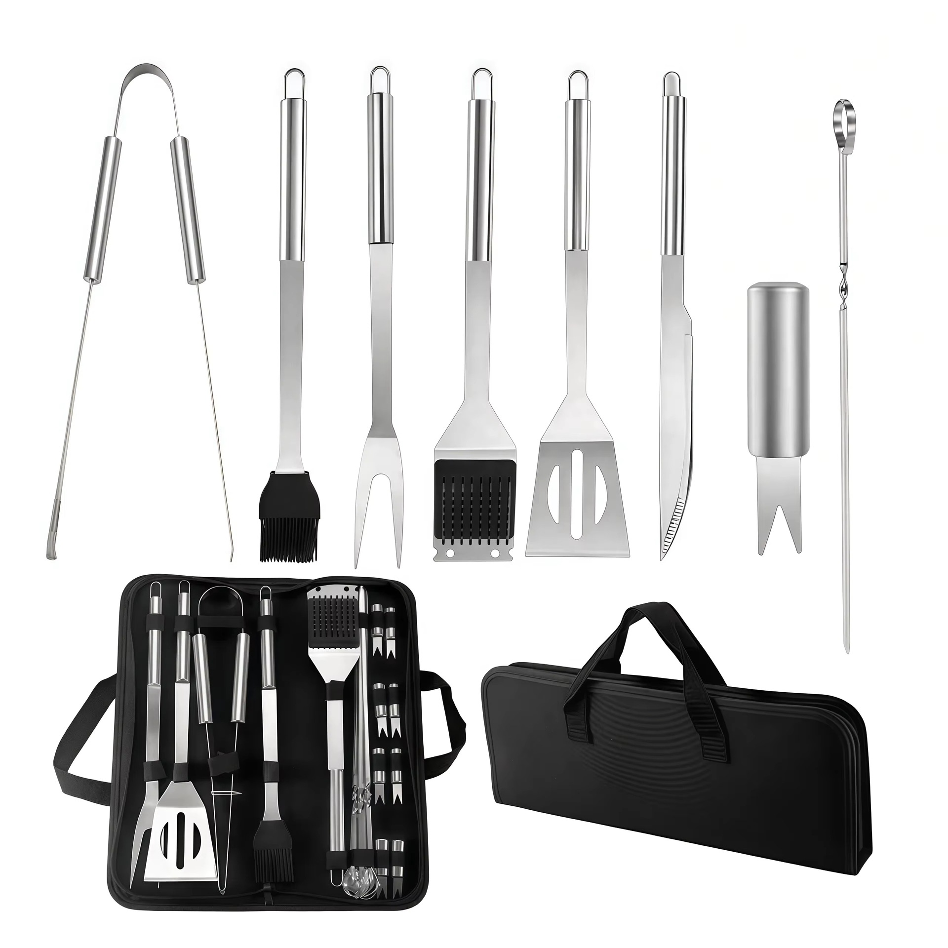 Cross-Border Hot-Selling Oxford Cloth Bag Bbq Stainless Steel Barbecue Tool Set Grill Set Barbecue Utensils Outdoor